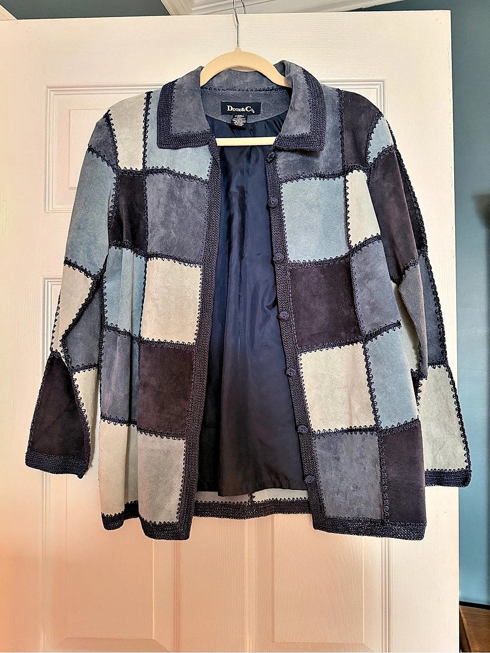 Denim & Co. Color Block Jacket in blue Size XS